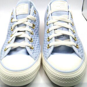 CONVERSE ALL STAR Baby blue knit with gold accents NIB